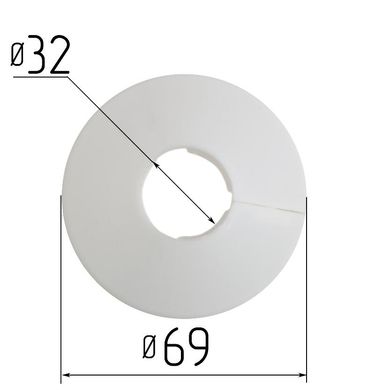 Декоративный обвод для труб ⌀32 мм., белый, 32 мм.