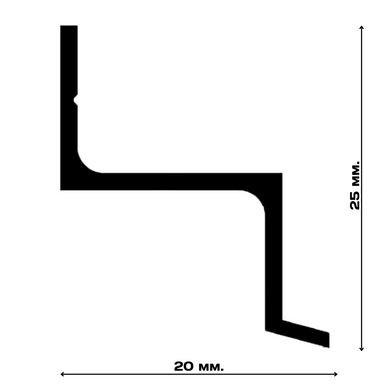 Алюминиевый профиль Z-образный (ОТБОЙНИК) для двухуровневых потолков, длина 2.5 метра, не перфорированный, 2,5 метра
