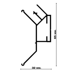 Алюмінієвий профіль дворівневий безщілинний (ВИЛКА) Вид-2 під 45 градусів, довжина 2.5 метри, 2,5 метри, 60 мм.