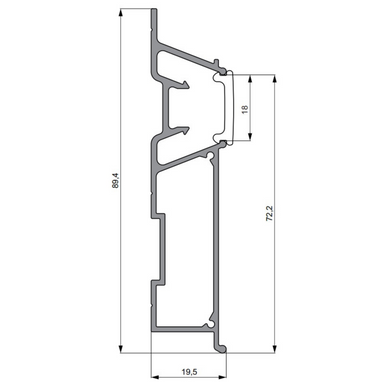 Алюминиевый профиль Alteza "RESPECT-DP", длина 2 метра, 2 метра, 70 мм., 20 мм.